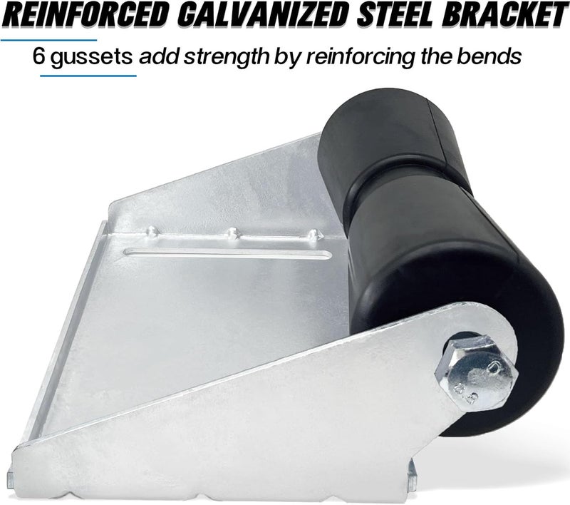 AOFCRELI Boat Trailer Roller with Brackets 8" 10" 12" Galvanized Steel and Black Rubber Keel Roller for Boat Trailer - Image 3